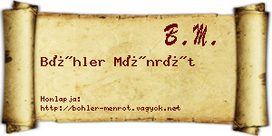 Böhler Ménrót névjegykártya